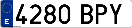 Ejemplo de matrícula de coche ordinaria 4280 BPY