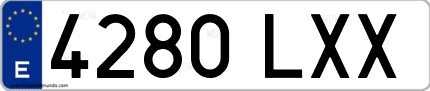 Ejemplo de matrícula de coche ordinaria 4280 LXX