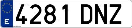 Ejemplo de matrícula española 4281 DNZ