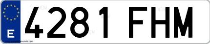 Ejemplo de matrícula española 4281 FHM