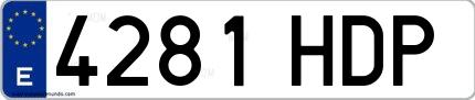 Ejemplo de matrícula española 4281 HDP