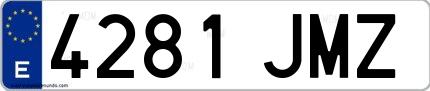 Ejemplo de matrícula española 4281 JMZ