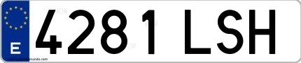 Ejemplo de matrícula española 4281 LSH