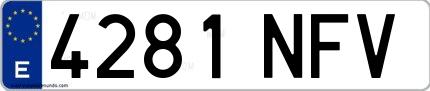 Ejemplo de matrícula española 4281 NFV