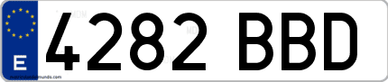 Ejemplo de matrícula de coche ordinaria 4282 BBD