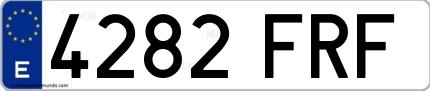 Ejemplo de matrícula española 4282 FRF