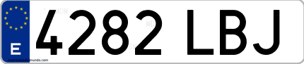 Ejemplo de matrícula de coche ordinaria 4282 LBJ