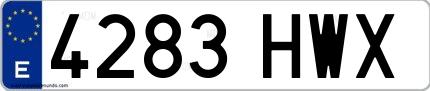 Ejemplo de matrícula española 4283 HWX