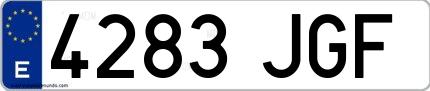 Ejemplo de matrícula española 4283 JGF
