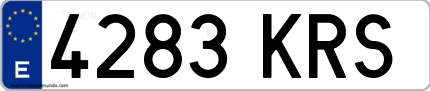 Ejemplo de matrícula de coche ordinaria 4283 KRS