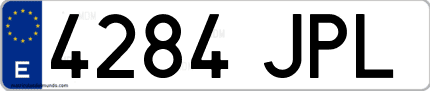Ejemplo de matrícula de coche ordinaria 4284 JPL