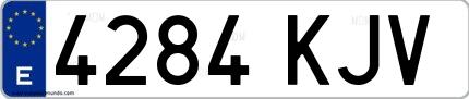 Ejemplo de matrícula española 4284 KJV