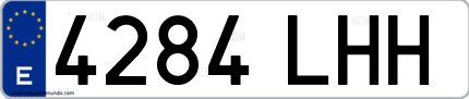 Ejemplo de matrícula de coche ordinaria 4284 LHH