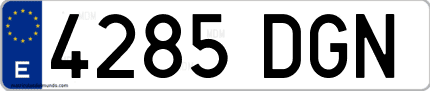Ejemplo de matrícula de coche ordinaria 4285 DGN