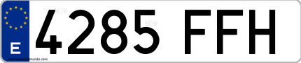 Ejemplo de matrícula de coche ordinaria 4285 FFH