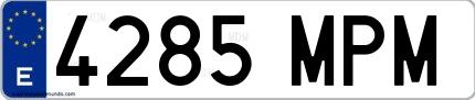 Ejemplo de matrícula española 4285 MPM