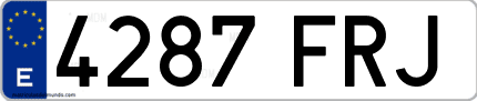 Ejemplo de matrícula de coche ordinaria 4287 FRJ