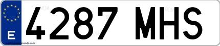 Ejemplo de matrícula española 4287 MHS