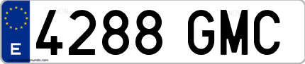 Ejemplo de matrícula de coche ordinaria 4288 GMC