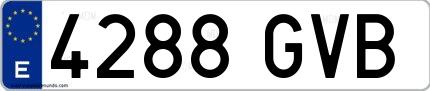 Ejemplo de matrícula española 4288 GVB