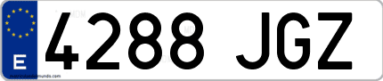 Ejemplo de matrícula de coche ordinaria 4288 JGZ