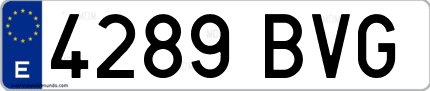 Ejemplo de matrícula de coche ordinaria 4289 BVG