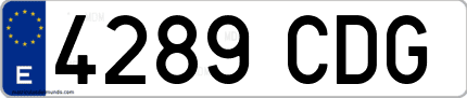 Ejemplo de matrícula de coche ordinaria 4289 CDG
