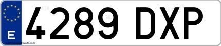 Ejemplo de matrícula española 4289 DXP