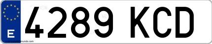 Ejemplo de matrícula española 4289 KCD