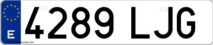 Ejemplo de matrícula española 4289 LJG