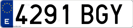 Ejemplo de matrícula de coche ordinaria 4291 BGY