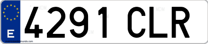 Ejemplo de matrícula de coche ordinaria 4291 CLR
