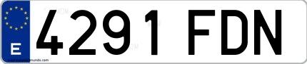 Ejemplo de matrícula española 4291 FDN