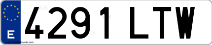 Ejemplo de matrícula de coche ordinaria 4291 LTW