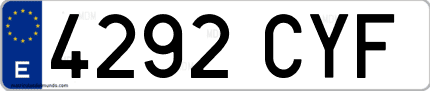 Ejemplo de matrícula de coche ordinaria 4292 CYF