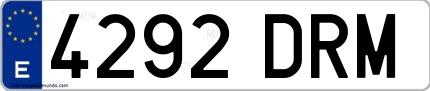 Ejemplo de matrícula española 4292 DRM