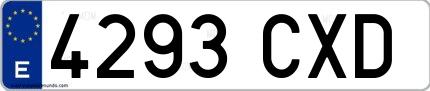 Ejemplo de matrícula española 4293 CXD