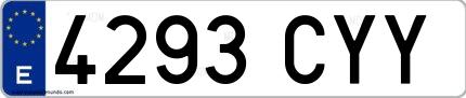 Ejemplo de matrícula española 4293 CYY