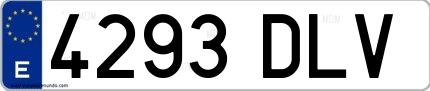 Ejemplo de matrícula española 4293 DLV