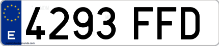 Ejemplo de matrícula de coche ordinaria 4293 FFD