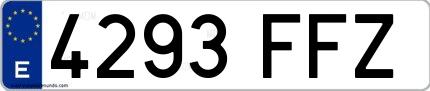 Ejemplo de matrícula española 4293 FFZ