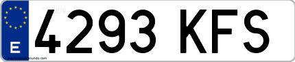 Ejemplo de matrícula de coche ordinaria 4293 KFS