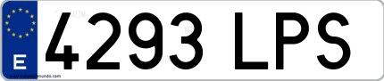 Ejemplo de matrícula española 4293 LPS