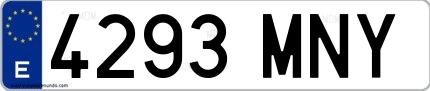 Ejemplo de matrícula española 4293 MNY