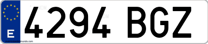 Ejemplo de matrícula de coche ordinaria 4294 BGZ
