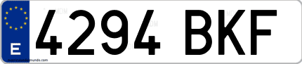 Ejemplo de matrícula de coche ordinaria 4294 BKF