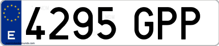 Ejemplo de matrícula de coche ordinaria 4295 GPP