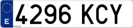 Ejemplo de matrícula española 4296 KCY
