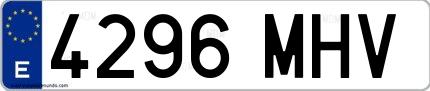 Ejemplo de matrícula española 4296 MHV