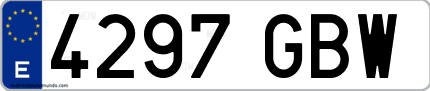 Ejemplo de matrícula de coche ordinaria 4297 GBW